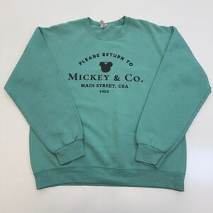 Jerzees Mickey & Co‎ Sweatshirt Crewneck Pullover Graphic Print Teal Green M